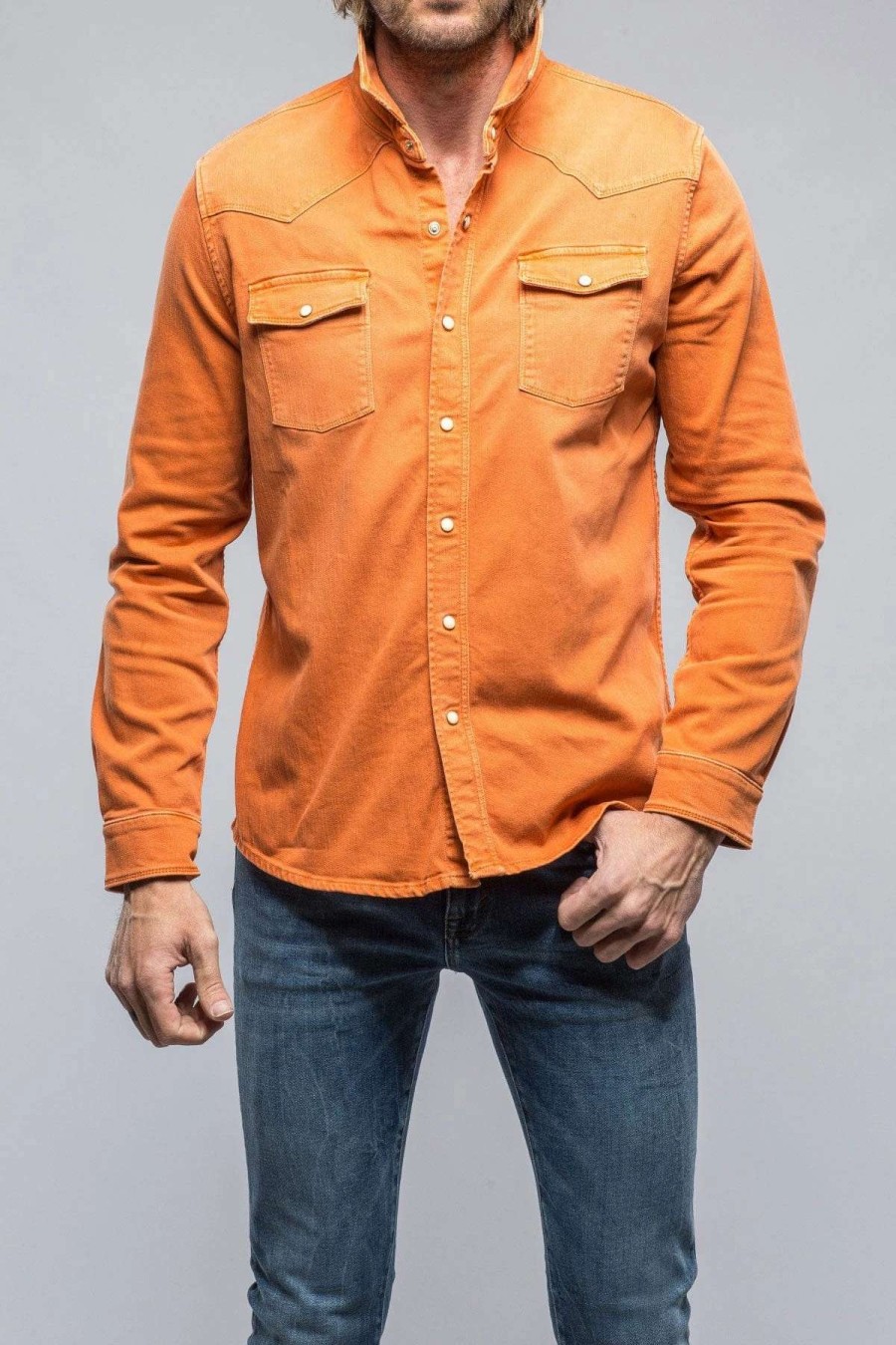 Snap Shirts * | Axels Premium Denim Ranger Denim Snap Shirt In Arrancione