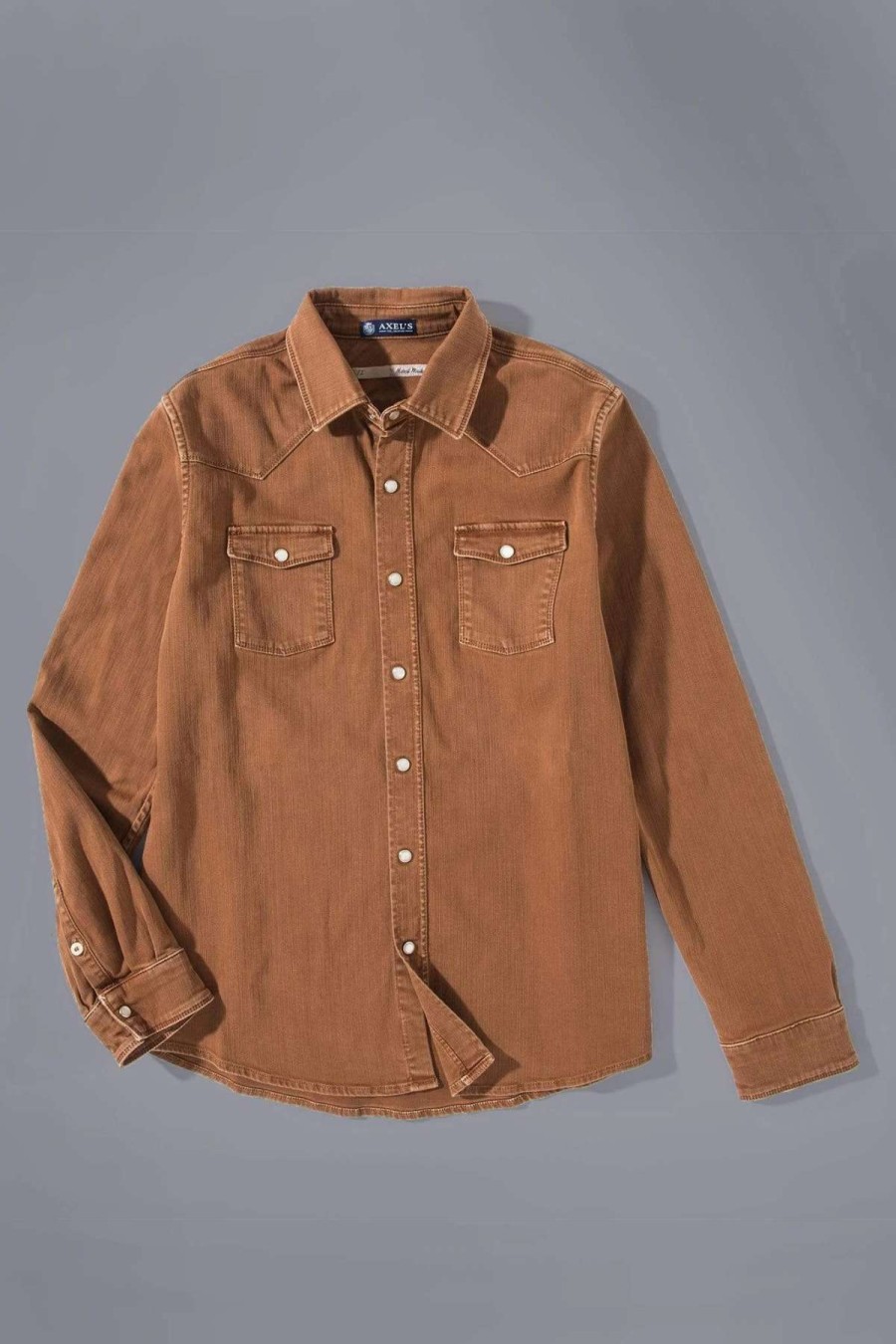 Snap Shirts * | Axels Premium Denim Roper Western Snap Shirt In Stoned Ruggine