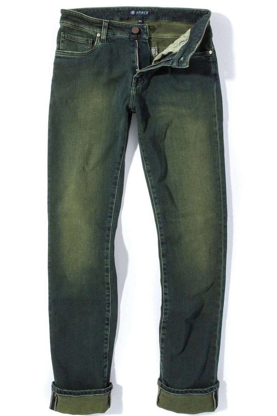 Pants & Denim * | Axels Premium Denim Waylon Over-Dyed Stretch Denim In Avocado