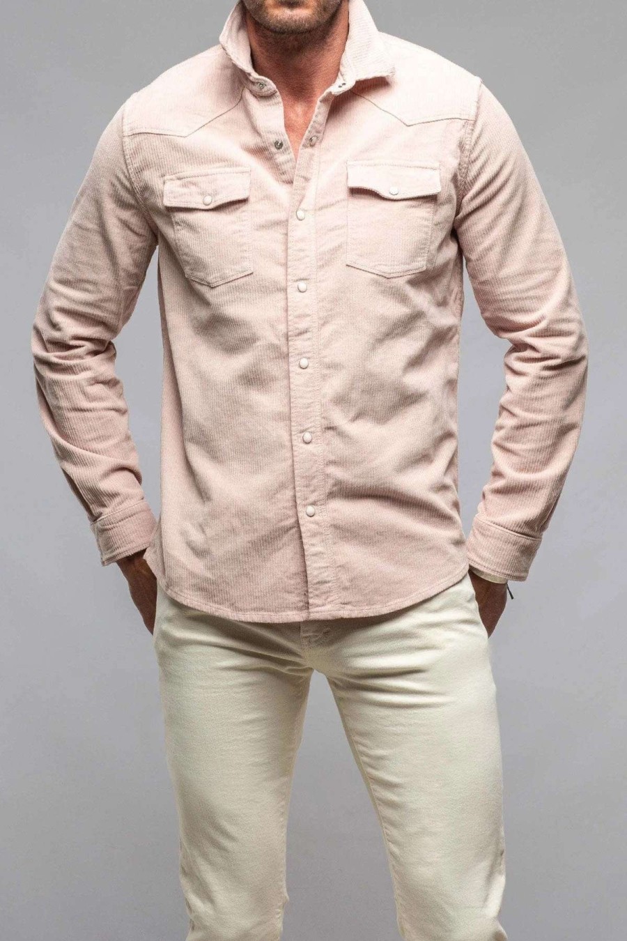 Snap Shirts * | Axels Premium Denim Brooks Corduroy Snap Shirt In Cipria