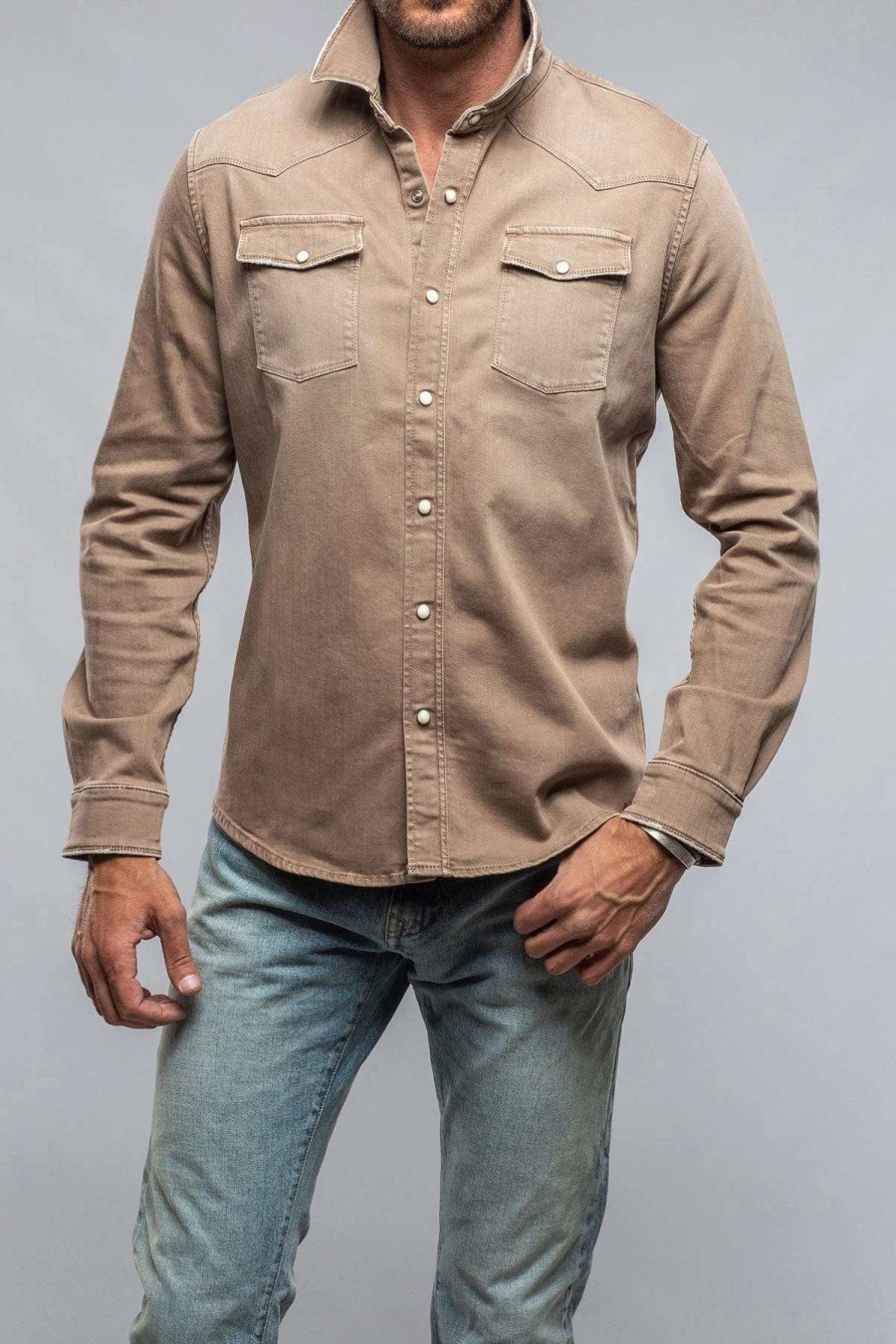 Snap Shirts * | Axels Premium Denim Ranger Denim Snap Shirt In Tortora