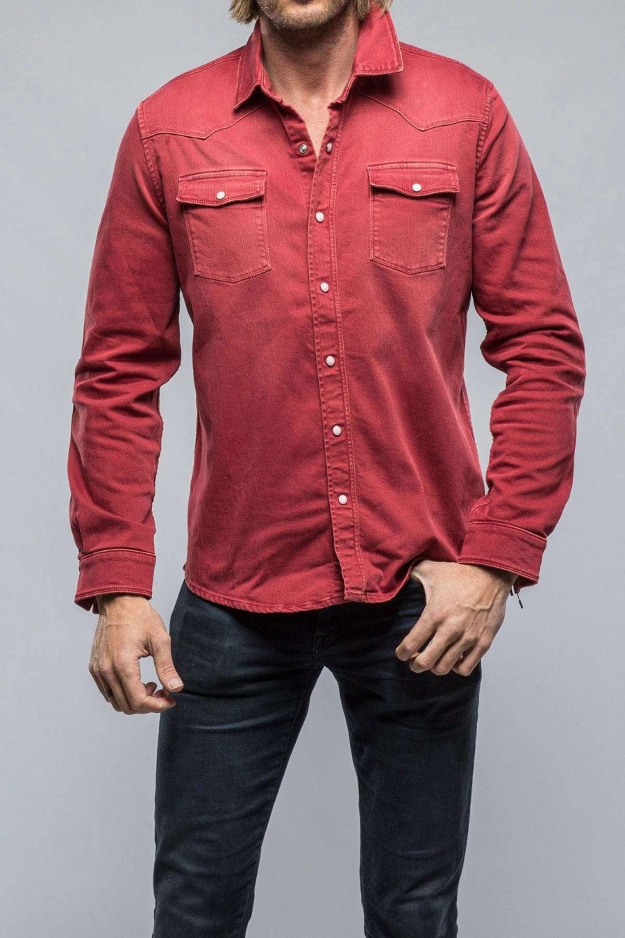 Snap Shirts * | Axels Premium Denim Ranger Denim Snap Shirt In Cherry