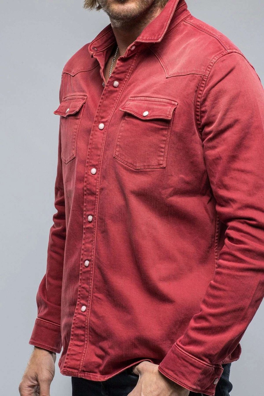 Snap Shirts * | Axels Premium Denim Ranger Denim Snap Shirt In Cherry