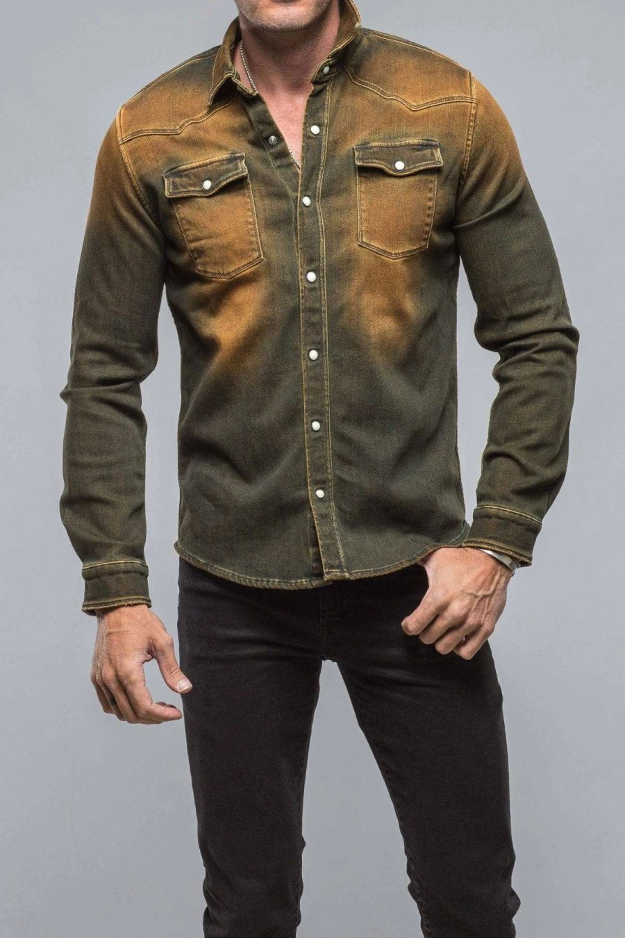 Snap Shirts * | Axels Premium Denim Roper Western Snap Shirt In