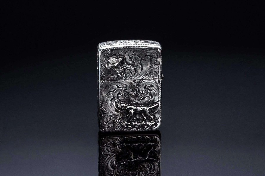 Accessories * | Comstock Heritage Zippo Hunting Dog Silver