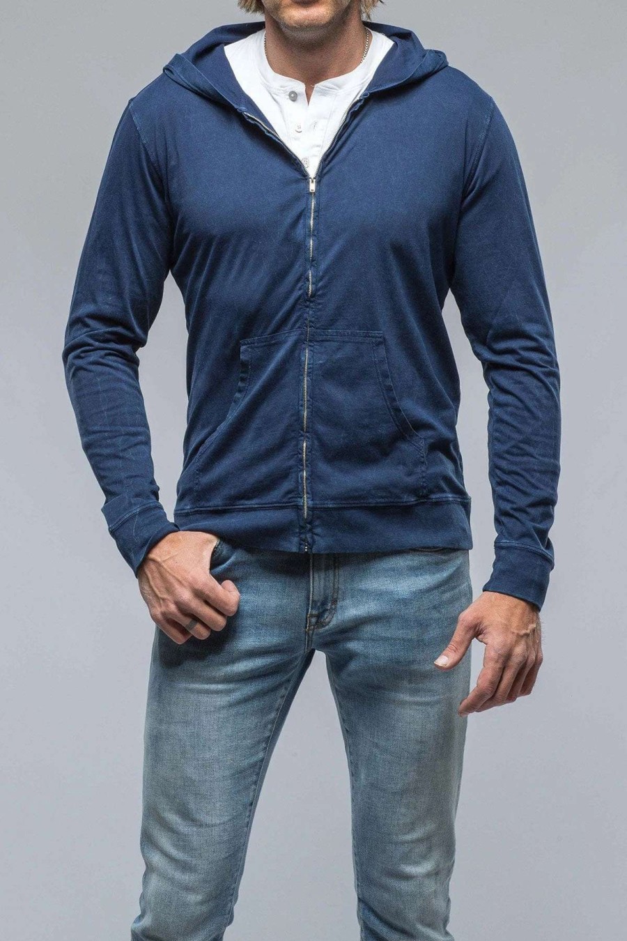 Cotton Tees * | Georg Roth Pipeline Pima Cotton Hoodie In Indigo