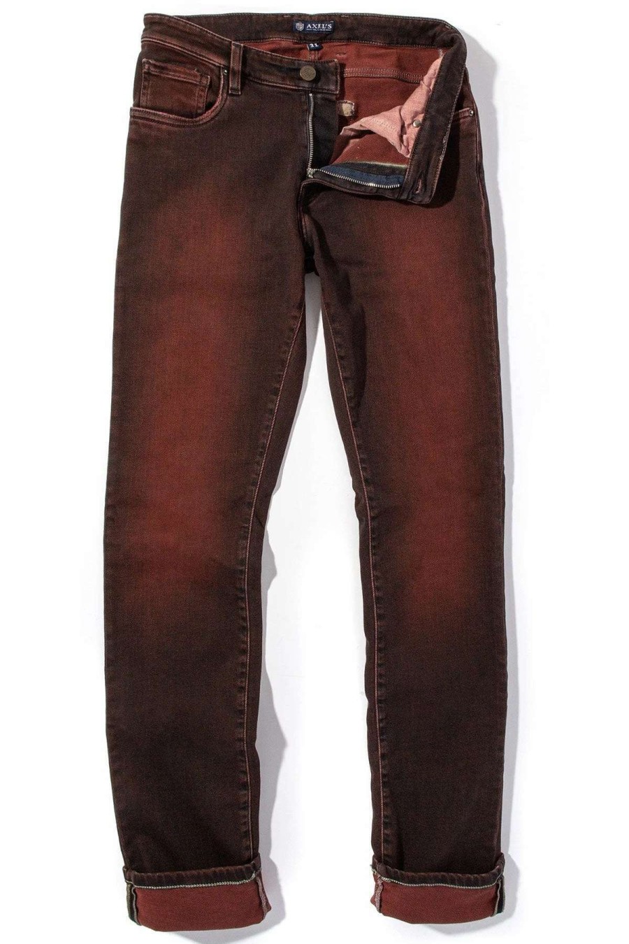 Pants & Denim * | Axels Premium Denim Waylon Over-Dyed Stretch Denim In Ruggine Rust