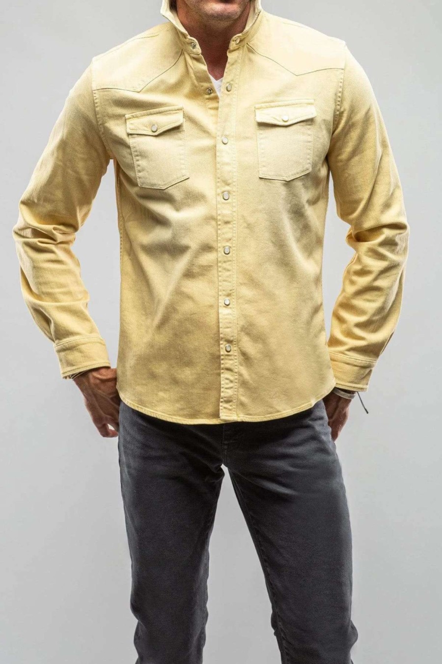 Snap Shirts * | Axels Premium Denim Ranger Denim Snap Shirt In Limone