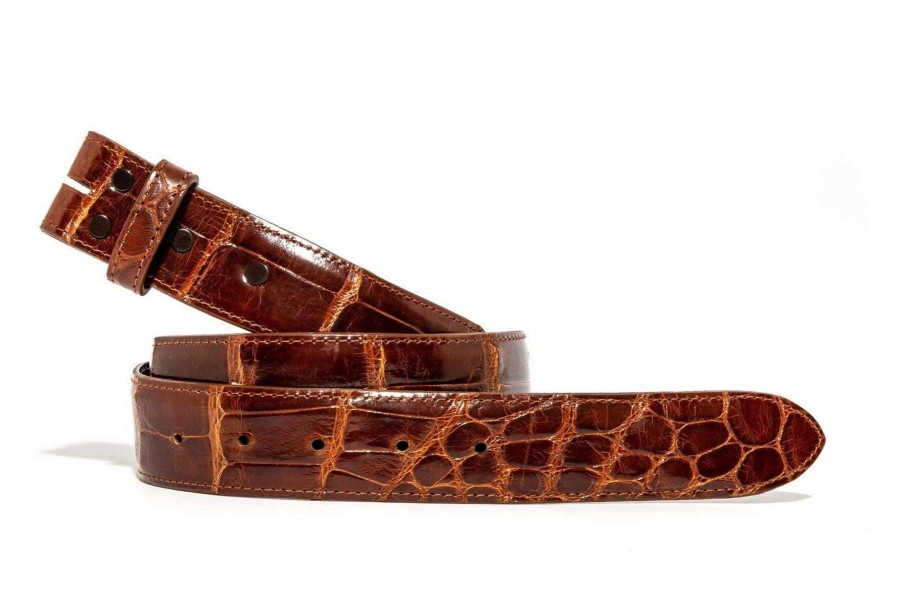 Accessories * | Chacon Cognac Alligator Classic Strap