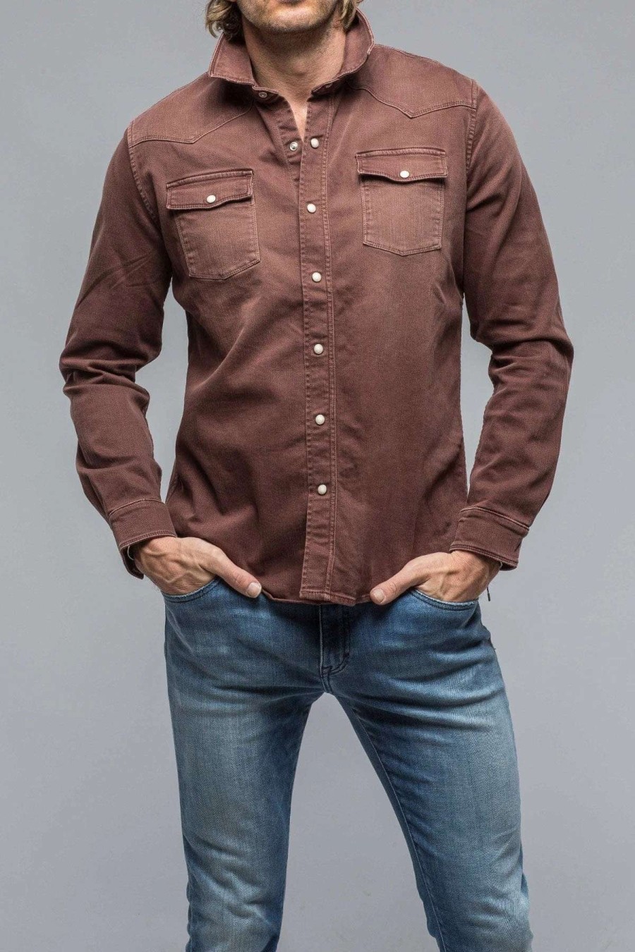 Snap Shirts * | Axels Premium Denim Ranger Denim Snap Shirt In Mogano