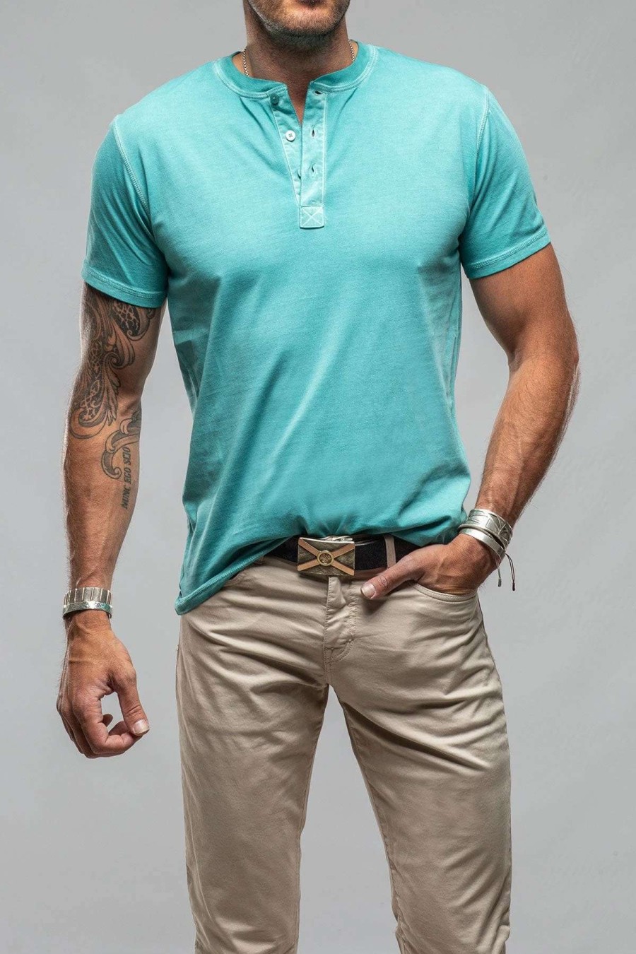 Cotton Tees * | Georg Roth Mendocino Cotton Ss Henley In Mint