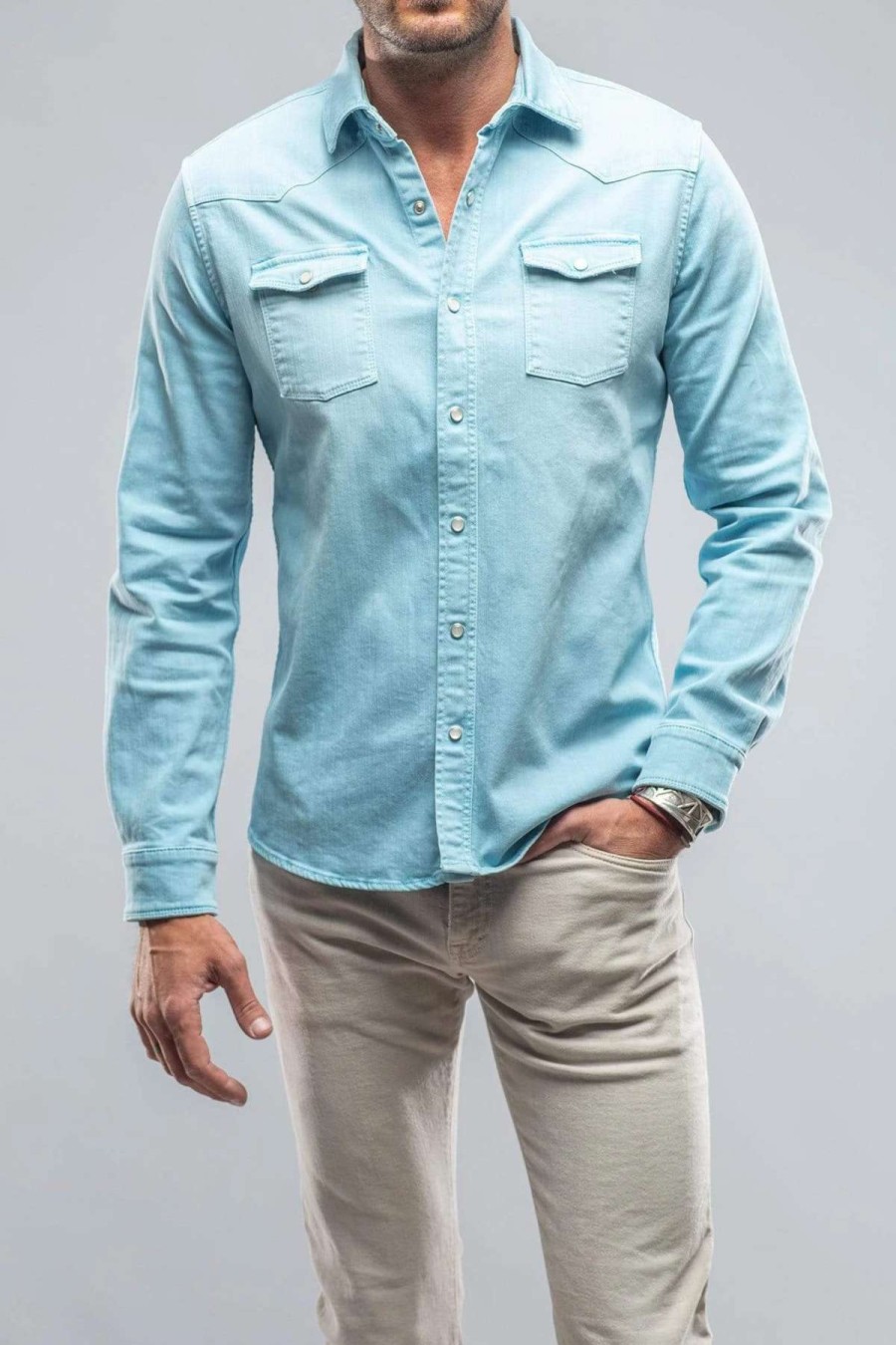 Snap Shirts * | Axels Premium Denim Ranger Denim Snap Shirt In Pervinka