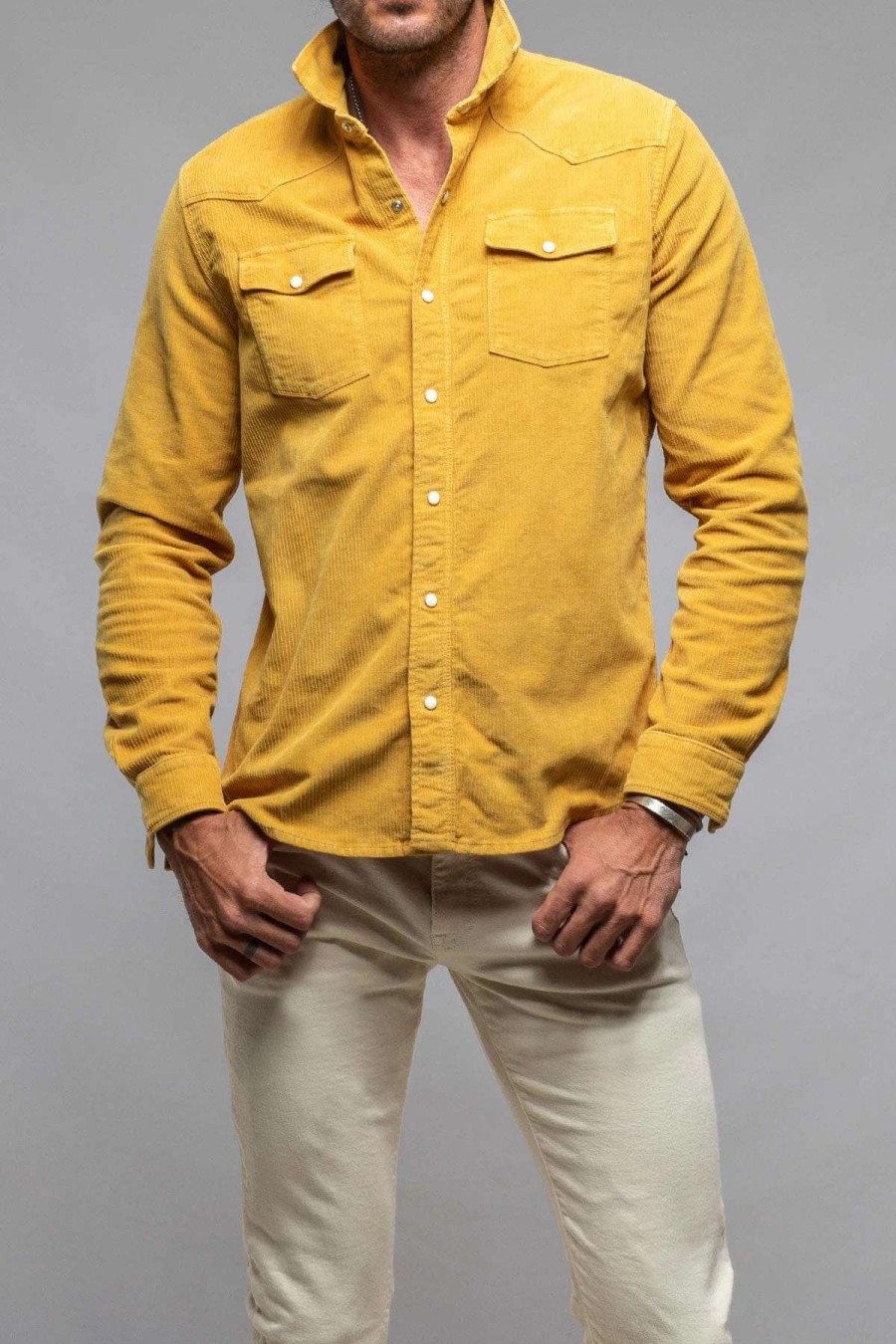 Snap Shirts * | Axels Premium Denim Brooks Corduroy Snap Shirt In Girasole