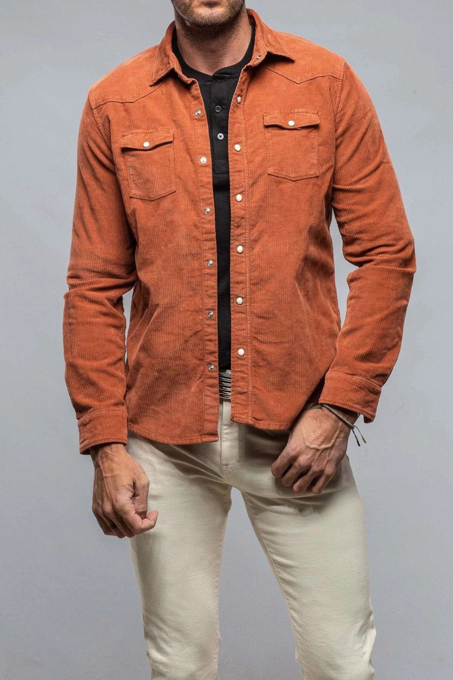 Snap Shirts * | Axels Premium Denim Brooks Corduroy Snap Shirt In Coccio