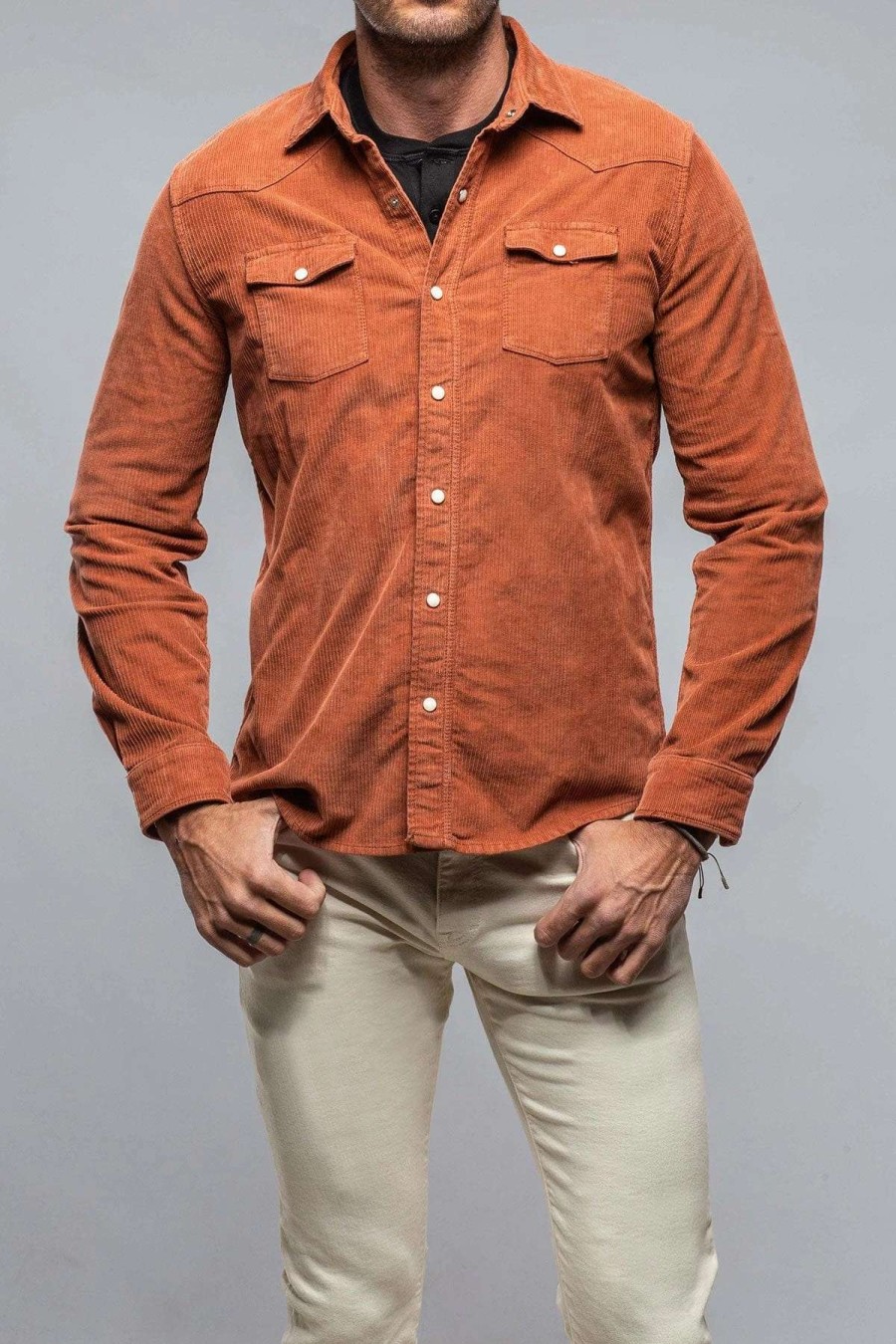 Snap Shirts * | Axels Premium Denim Brooks Corduroy Snap Shirt In Coccio