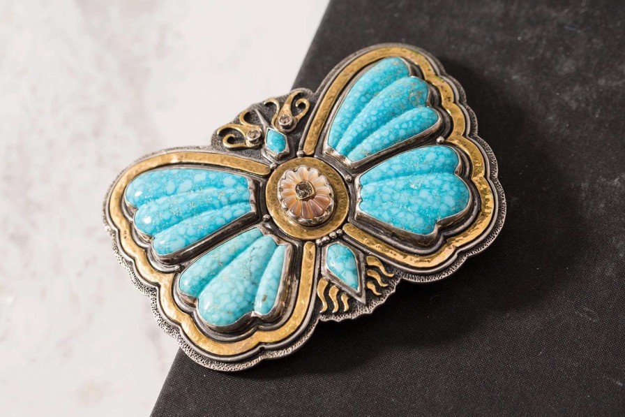 Accessories * | Lee Downey Kingman Turquoise Butterfly Default