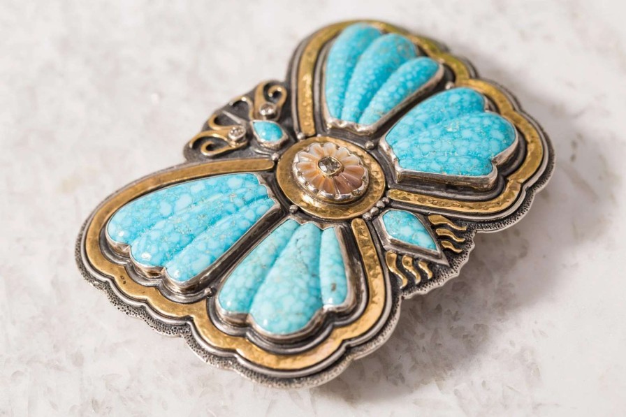 Accessories * | Lee Downey Kingman Turquoise Butterfly Default