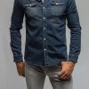 Snap Shirts * | Axels Premium Denim Roper Western Snap Shirt In Anthracite