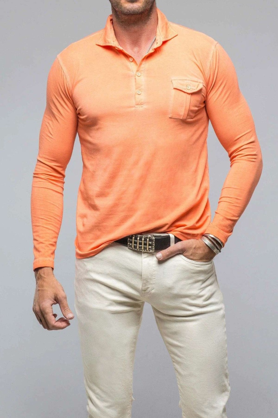 Polo Shirts * | Dune Cafe Paco Ls Polo Shirt In Peach