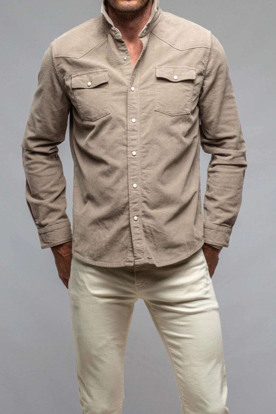 Snap Shirts * | Axels Premium Denim Brooks Corduroy Snap Shirt In Tortora