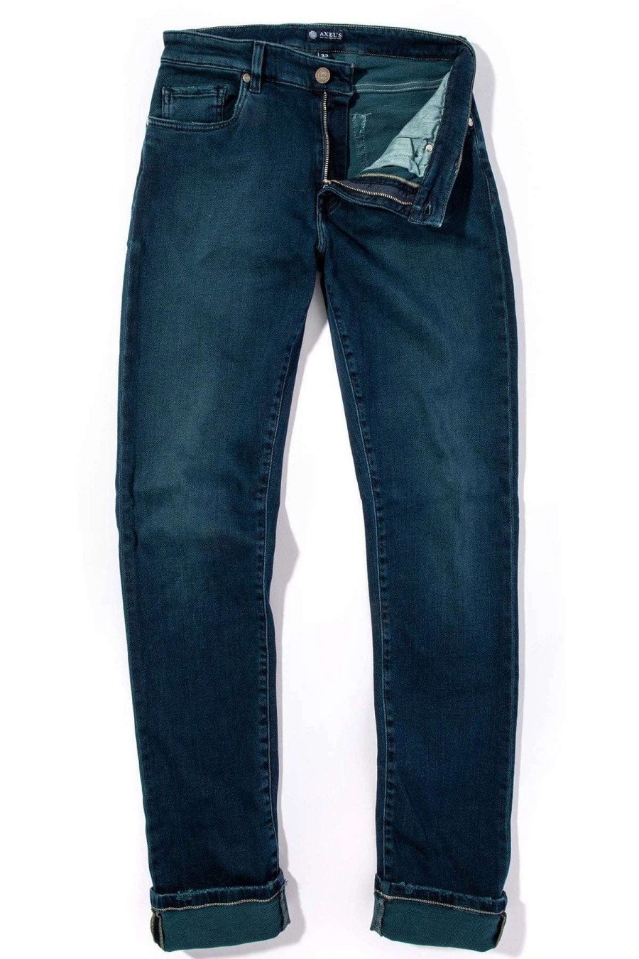 Pants & Denim * | Axels Premium Denim Waylon Over-Dyed Stretch Denim In Petrolio