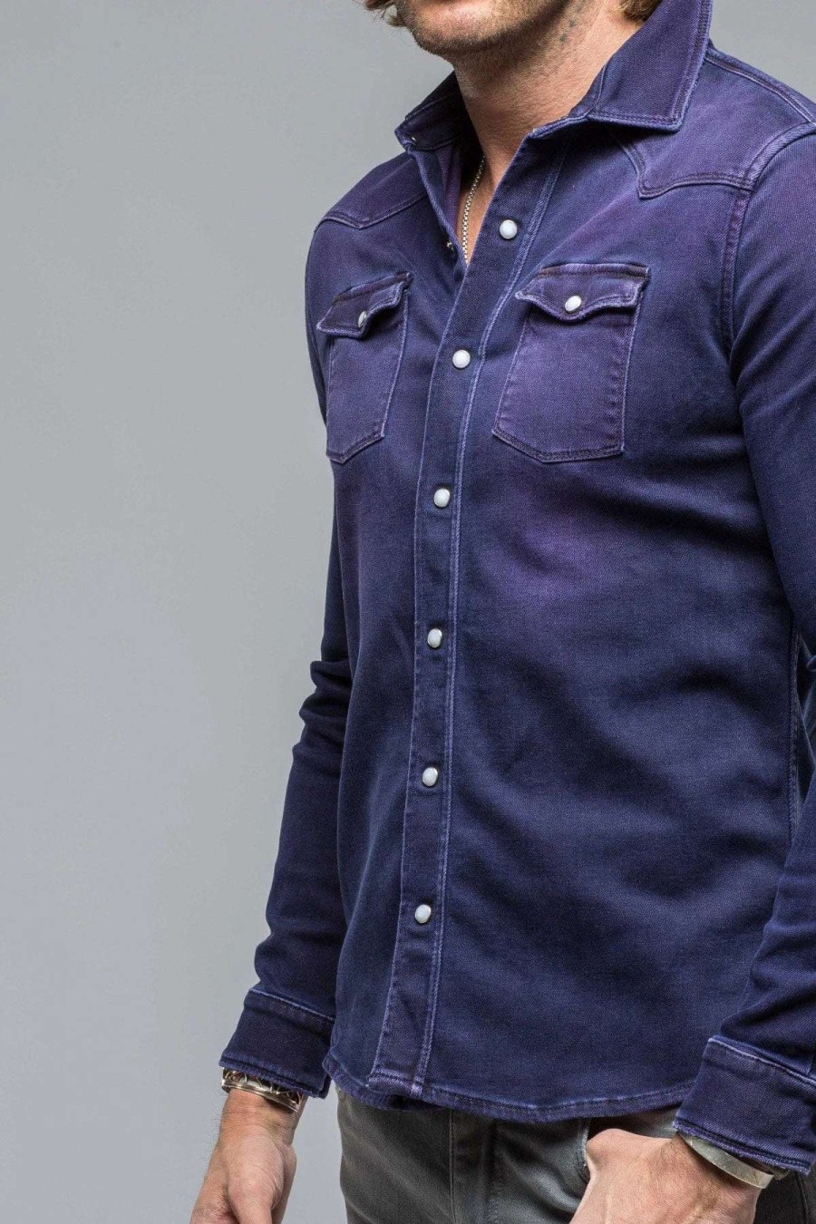 Snap Shirts * | Axels Premium Denim Roper Western Snap Shirt In