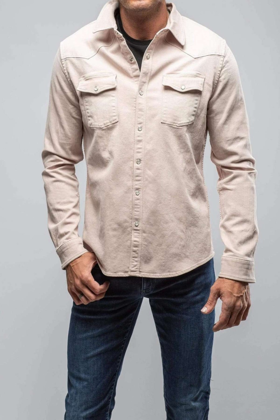 Snap Shirts * | Axels Premium Denim Ranger Denim Snap Shirt In Sabbia Chiara