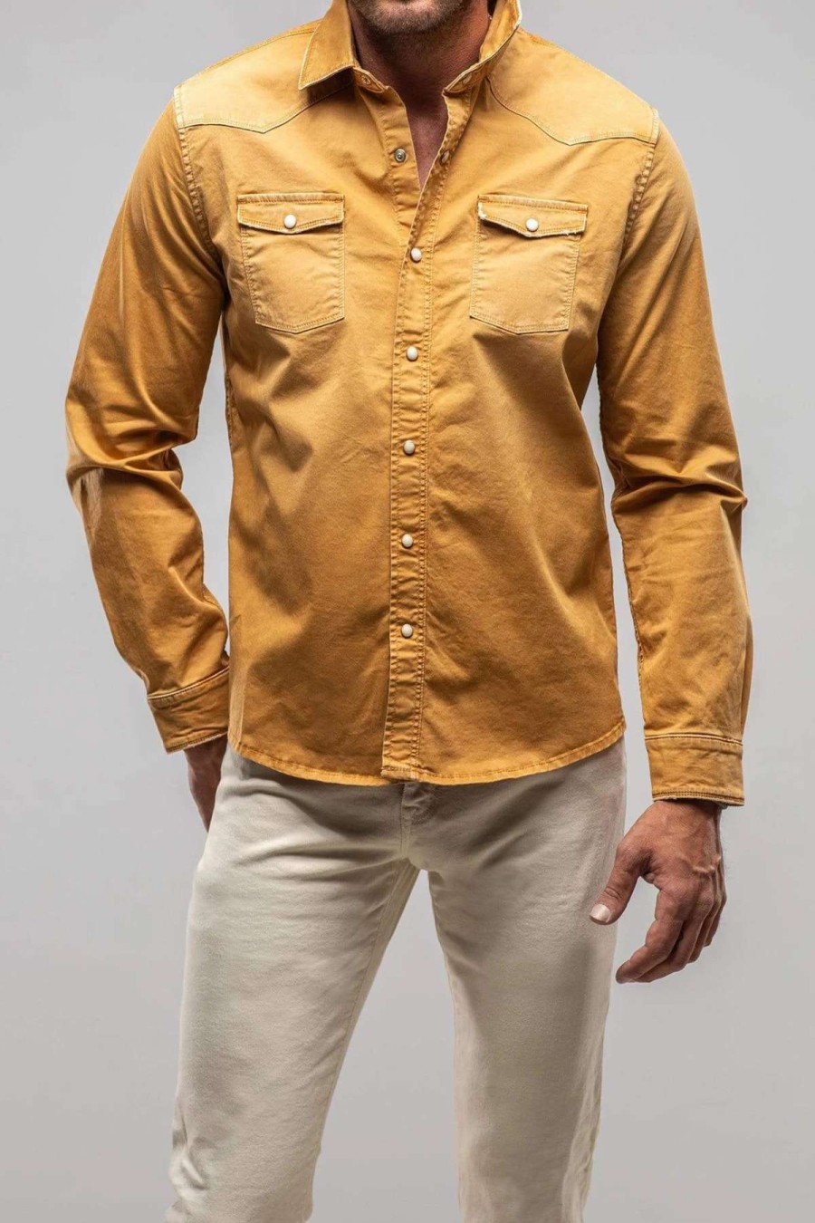 Snap Shirts * | Axels Premium Denim Cassidy Snap Shirt In Gold