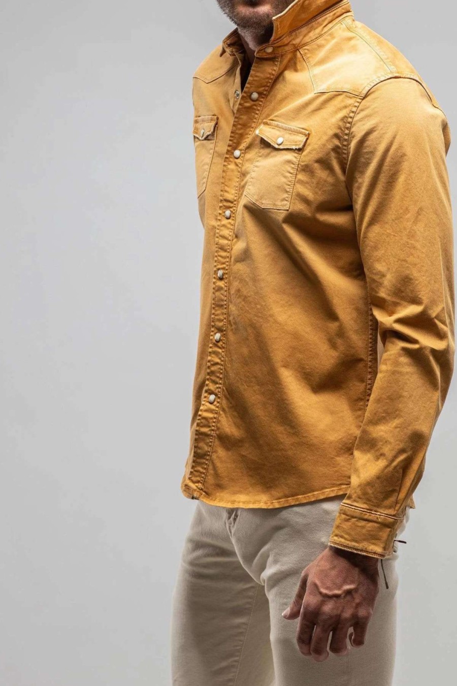 Snap Shirts * | Axels Premium Denim Cassidy Snap Shirt In Gold