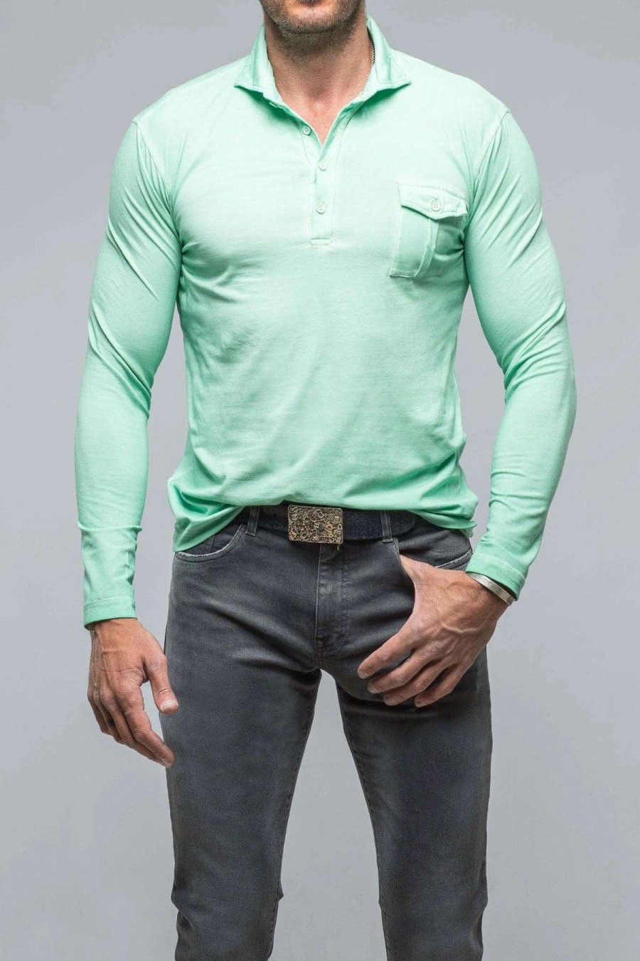 Polo Shirts * | Dune Cafe Paco Ls Polo Shirt In Light Mint