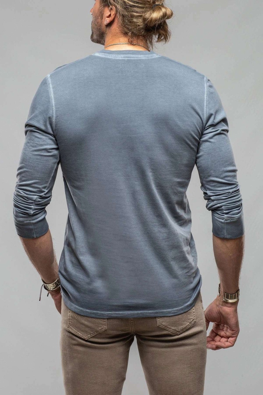 Cotton Tees * | Georg Roth Coronado Cotton Ls Henley In Capri Blue