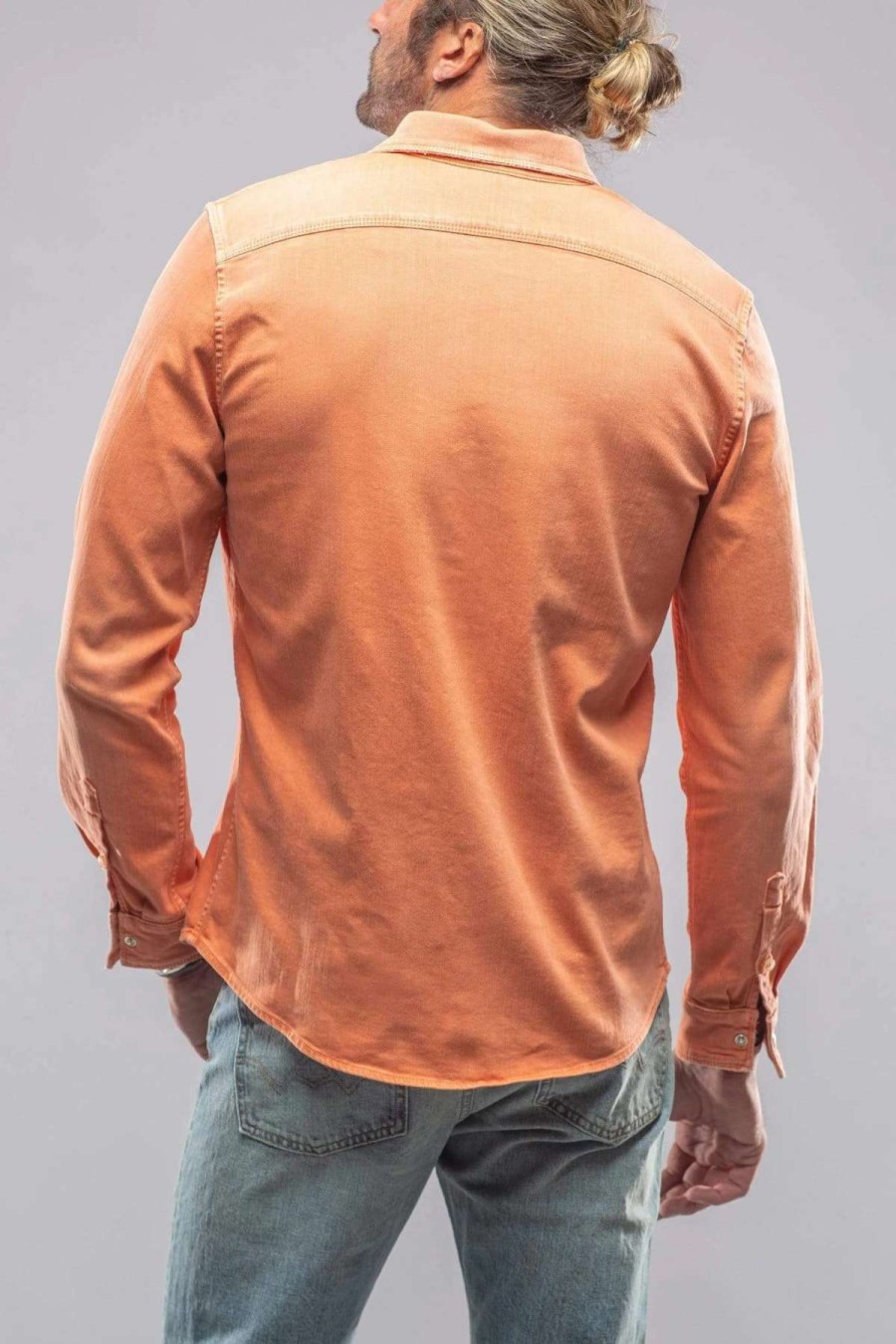 Snap Shirts * | Axels Premium Denim Ranger Denim Snap Shirt In Tangerine