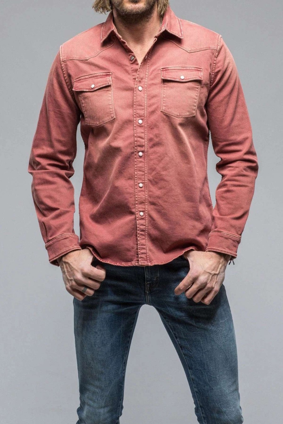 Snap Shirts * | Axels Premium Denim Ranger Denim Snap Shirt In Terracotta