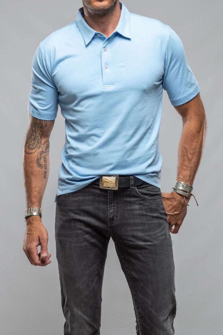 Polo Shirts * | Georg Roth Cruz Cotton Polo In Sky Blue