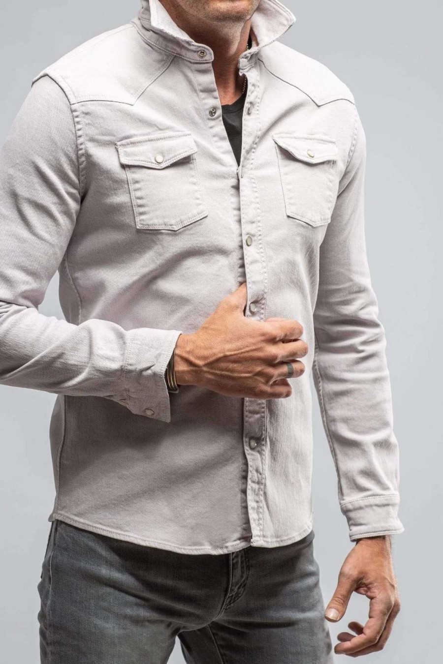 Snap Shirts * | Axels Premium Denim Ranger Denim Snap Shirt In Hickory Root