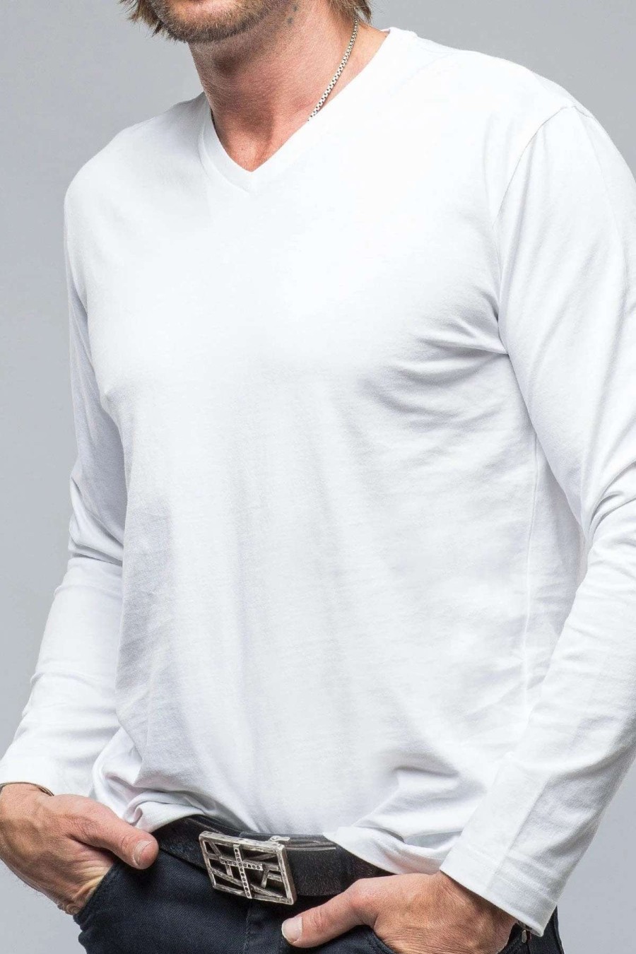 Cotton Tees * | Georg Roth Del Mar Ls V-Neck In White