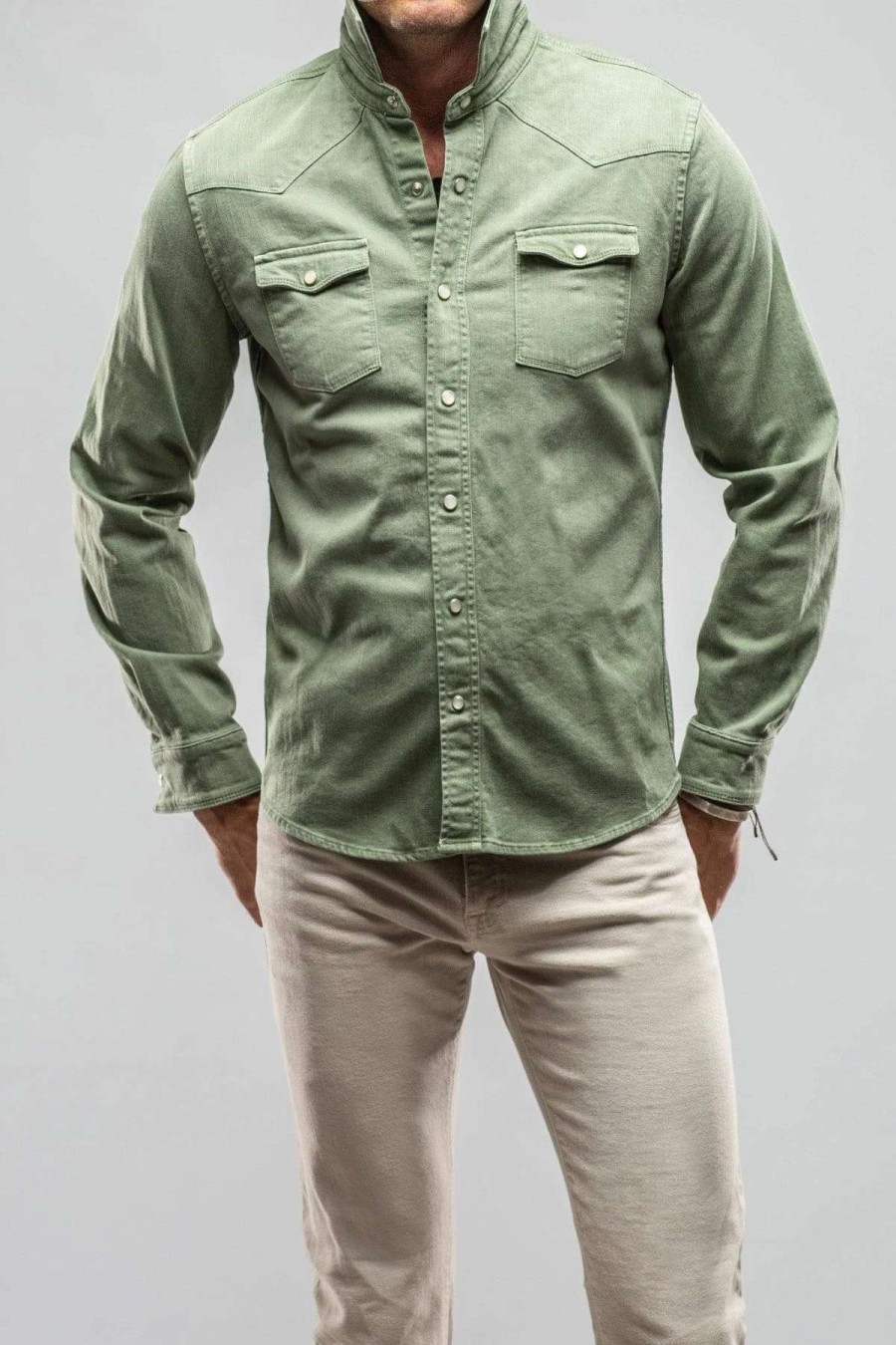 Snap Shirts * | Axels Premium Denim Ranger Denim Snap Shirt In Menta