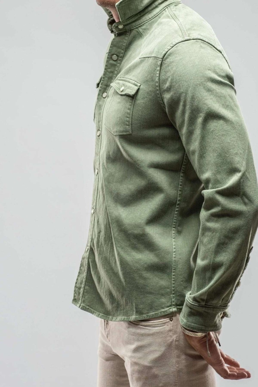 Snap Shirts * | Axels Premium Denim Ranger Denim Snap Shirt In Menta