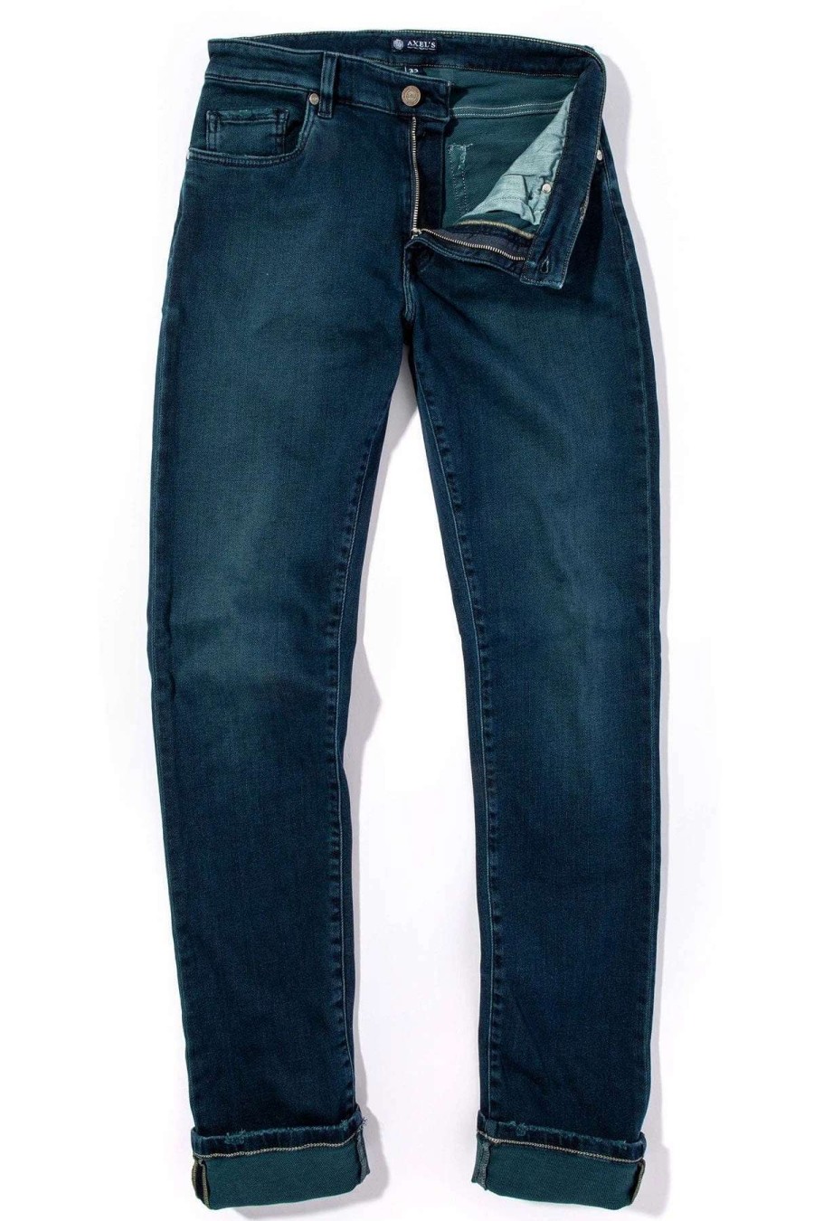 Pants & Denim * | Axels Premium Denim Waylon Over-Dyed Stretch Denim In Petrolio