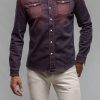 Snap Shirts * | Axels Premium Denim Roper Western Snap Shirt In Bordeaux