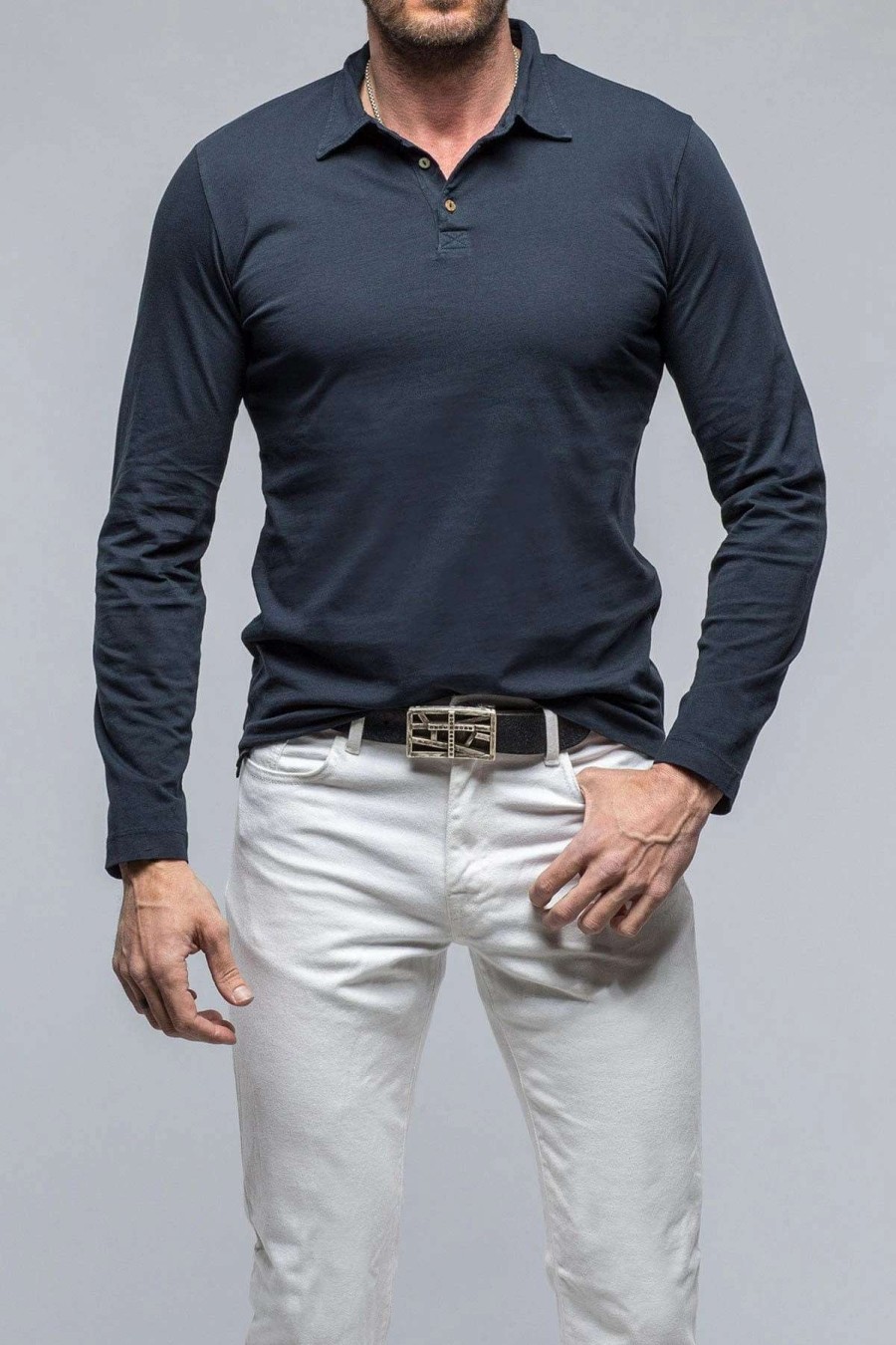 Polo Shirts * | Gimo'S Cotton Torrance Long Sleeve Polo In Navy