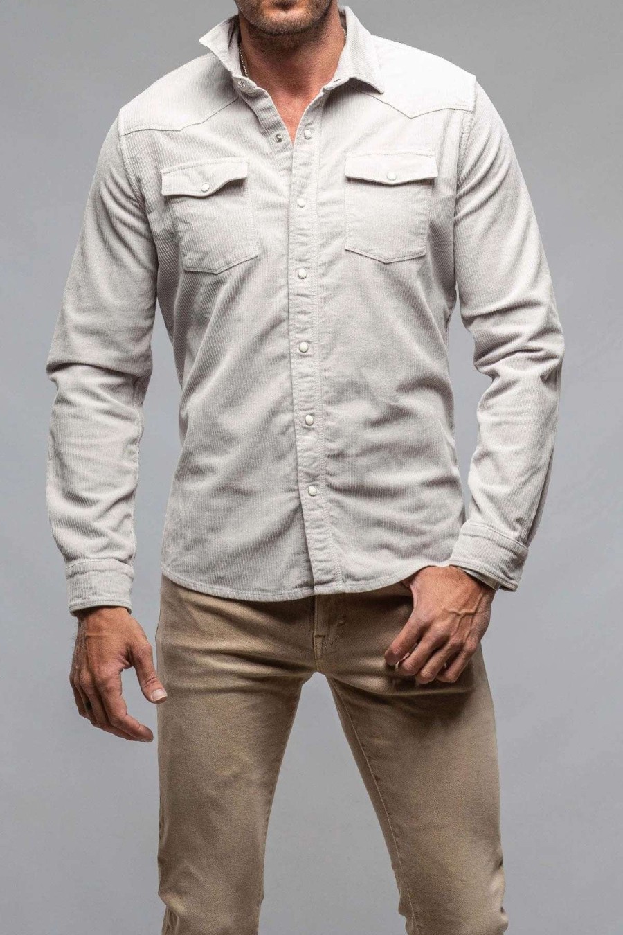 Snap Shirts * | Axels Premium Denim Brooks Corduroy Snap Shirt In Sasso