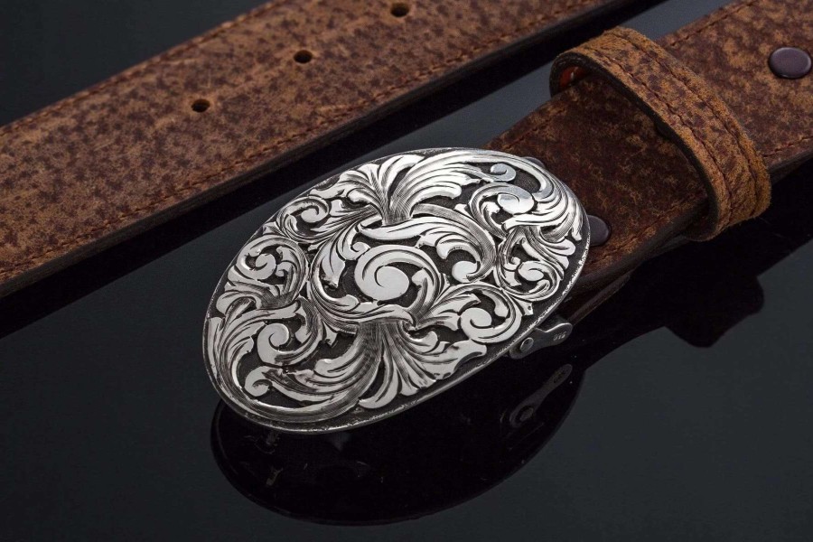 Accessories * | Comstock Heritage Ao Leon Swirl Belt Buckle Silver