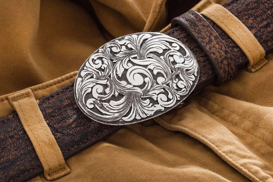 Accessories * | Comstock Heritage Ao Leon Swirl Belt Buckle Silver